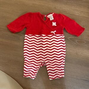 Two Feet Ahead Baby Girl Nebraska Huskers red romper -  6 months